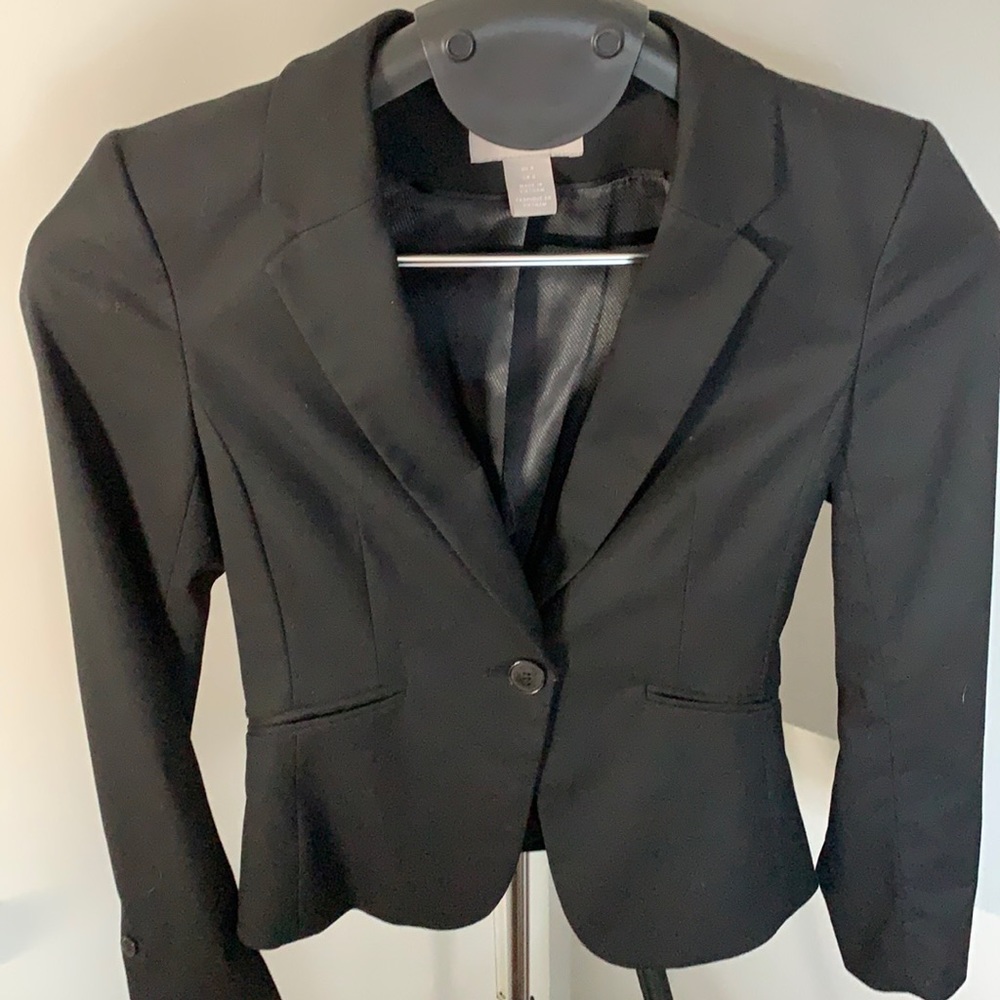 H&M Black Fitted Blazer, Size 0